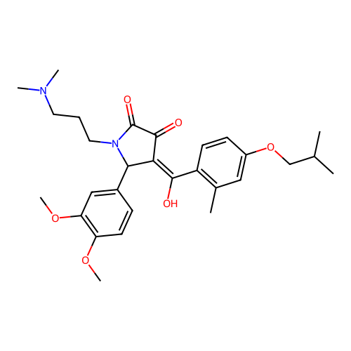 (4E)-5-(3,4-dimethoxyphenyl)-1-[3-(dimethylamino)propyl]-4-[hydroxy-[2-methyl-4-(2-methylpropoxy)phenyl]methylidene]pyrrolidine-2,3-dione structure