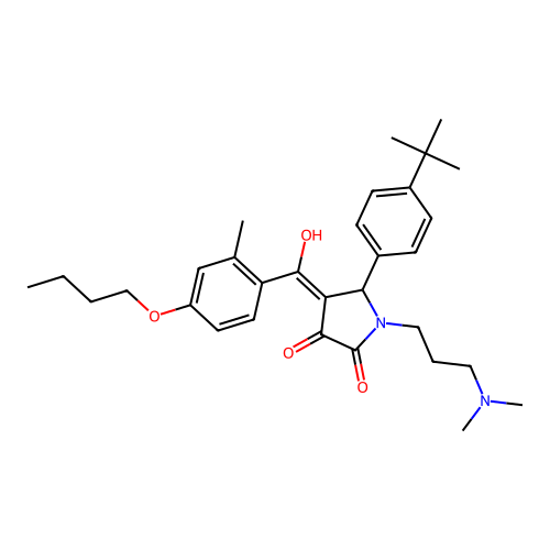 (4E)-4-[(4-butoxy-2-methylphenyl)-hydroxymethylidene]-5-(4-tert-butylphenyl)-1-[3-(dimethylamino)propyl]pyrrolidine-2,3-dione structure