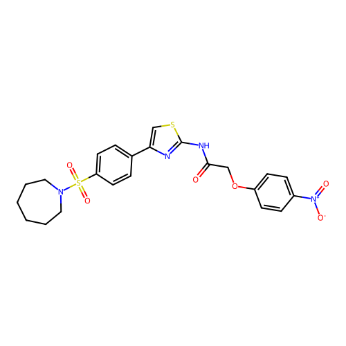 N-(4-(4-(azepan-1-ylsulfonyl)phenyl)thiazol-2-yl)-2-(4-nitrophenoxy)acetamide structure