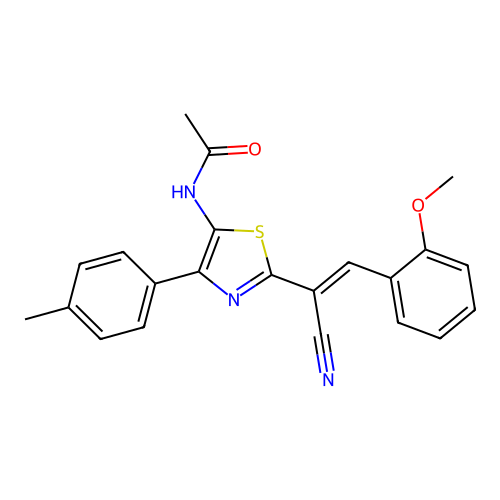 (E)-N-(2-(1-cyano-2-(2-methoxyphenyl)vinyl)-4-(p-tolyl)thiazol-5-yl)acetamide structure