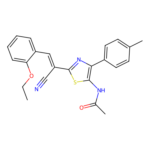 (E)-N-(2-(1-cyano-2-(2-ethoxyphenyl)vinyl)-4-(p-tolyl)thiazol-5-yl)acetamide structure