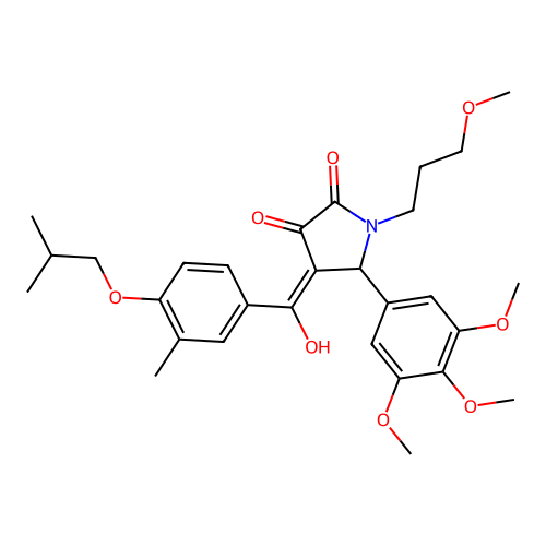 (4E)-4-[hydroxy-[3-methyl-4-(2-methylpropoxy)phenyl]methylidene]-1-(3-methoxypropyl)-5-(3,4,5-trimethoxyphenyl)pyrrolidine-2,3-dione structure