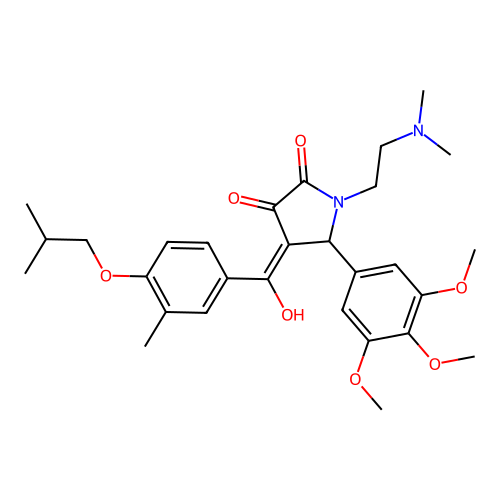 (4E)-1-(2-dimethylaminoethyl)-4-[hydroxy-[3-methyl-4-(2-methylpropoxy)phenyl]methylidene]-5-(3,4,5-trimethoxyphenyl)pyrrolidine-2,3-dione structure