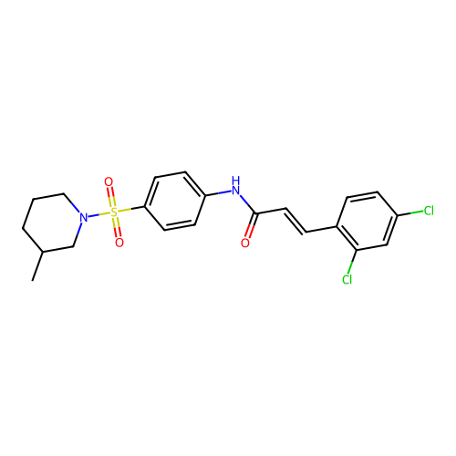 (E)-3-(2,4-dichlorophenyl)-N-[4-(3-methylpiperidin-1-yl)sulfonylphenyl]prop-2-enamide structure