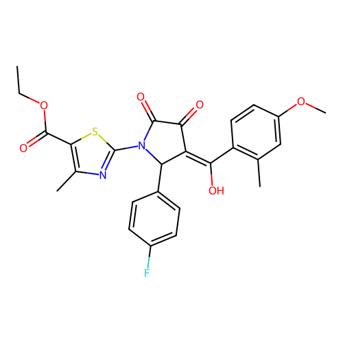 ethyl 2-(2-(4-fluorophenyl)-4-hydroxy-3-(4-methoxy-2-methylbenzoyl)-5-oxo-2,5-dihydro-1H-pyrrol-1-yl)-4-methylthiazole-5-carboxylate structure