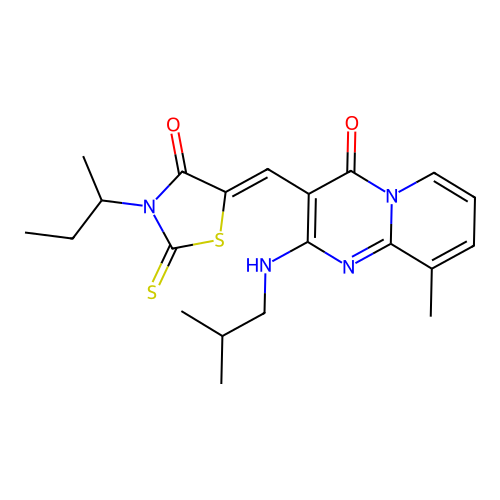 (Z)-3-(sec-butyl)-5-((2-(isobutylamino)-9-methyl-4-oxo-4H-pyrido[1,2-a]pyrimidin-3-yl)methylene)-2-thioxothiazolidin-4-one structure