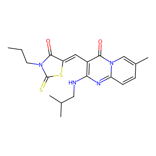 (Z)-5-((2-(isobutylamino)-7-methyl-4-oxo-4H-pyrido[1,2-a]pyrimidin-3-yl)methylene)-3-propyl-2-thioxothiazolidin-4-one structure
