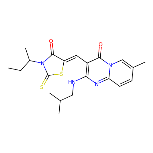 (Z)-3-(sec-butyl)-5-((2-(isobutylamino)-7-methyl-4-oxo-4H-pyrido[1,2-a]pyrimidin-3-yl)methylene)-2-thioxothiazolidin-4-one structure