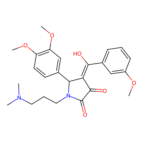 (4E)-5-(3,4-dimethoxyphenyl)-1-[3-(dimethylamino)propyl]-4-[hydroxy-(3-methoxyphenyl)methylidene]pyrrolidine-2,3-dione structure