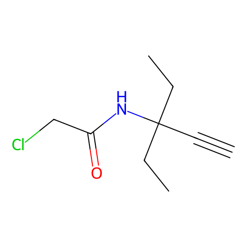 2-chloro-N-(3-ethylpent-1-yn-3-yl)acetamide structure