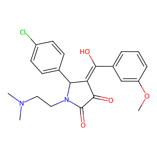 (4E)-5-(4-chlorophenyl)-1-(2-dimethylaminoethyl)-4-[hydroxy-(3-methoxyphenyl)methylidene]pyrrolidine-2,3-dione structure