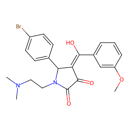 (4E)-5-(4-bromophenyl)-1-(2-dimethylaminoethyl)-4-[hydroxy-(3-methoxyphenyl)methylidene]pyrrolidine-2,3-dione structure