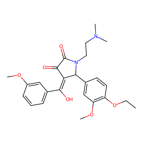 (4E)-1-(2-dimethylaminoethyl)-5-(4-ethoxy-3-methoxyphenyl)-4-[hydroxy-(3-methoxyphenyl)methylidene]pyrrolidine-2,3-dione structure