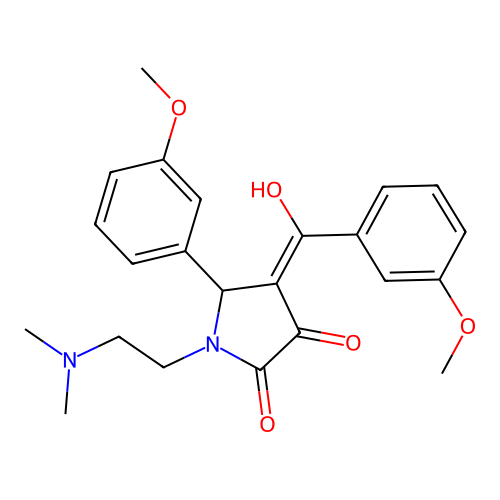 (4E)-1-(2-dimethylaminoethyl)-4-[hydroxy-(3-methoxyphenyl)methylidene]-5-(3-methoxyphenyl)pyrrolidine-2,3-dione structure