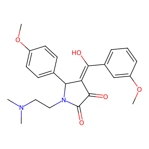 (4E)-1-(2-dimethylaminoethyl)-4-[hydroxy-(3-methoxyphenyl)methylidene]-5-(4-methoxyphenyl)pyrrolidine-2,3-dione structure