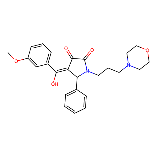 3-hydroxy-4-(3-methoxybenzoyl)-1-(3-morpholinopropyl)-5-phenyl-1H-pyrrol-2(5H)-one structure
