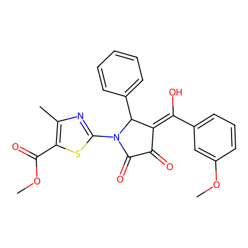 methyl 2-(3-hydroxy-4-(3-methoxybenzoyl)-2-oxo-5-phenyl-2,5-dihydro-1H-pyrrol-1-yl)-4-methylthiazole-5-carboxylate structure