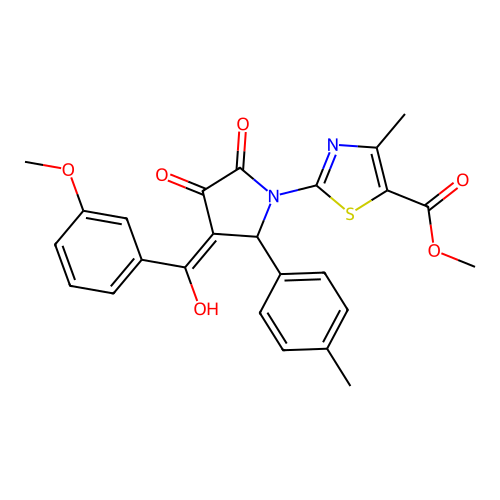 methyl 2-(3-hydroxy-4-(3-methoxybenzoyl)-2-oxo-5-(p-tolyl)-2,5-dihydro-1H-pyrrol-1-yl)-4-methylthiazole-5-carboxylate structure
