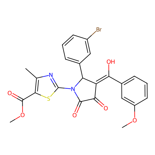 methyl 2-(2-(3-bromophenyl)-4-hydroxy-3-(3-methoxybenzoyl)-5-oxo-2,5-dihydro-1H-pyrrol-1-yl)-4-methylthiazole-5-carboxylate structure