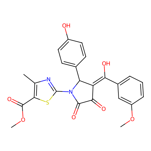 methyl 2-(3-hydroxy-5-(4-hydroxyphenyl)-4-(3-methoxybenzoyl)-2-oxo-2,5-dihydro-1H-pyrrol-1-yl)-4-methylthiazole-5-carboxylate structure