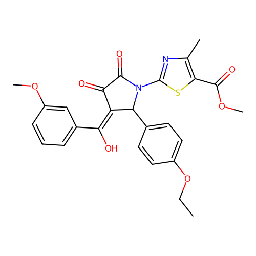 methyl 2-(2-(4-ethoxyphenyl)-4-hydroxy-3-(3-methoxybenzoyl)-5-oxo-2,5-dihydro-1H-pyrrol-1-yl)-4-methylthiazole-5-carboxylate structure