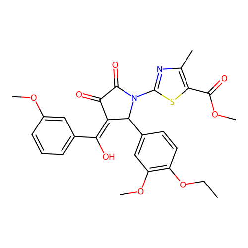 methyl 2-(2-(4-ethoxy-3-methoxyphenyl)-4-hydroxy-3-(3-methoxybenzoyl)-5-oxo-2,5-dihydro-1H-pyrrol-1-yl)-4-methylthiazole-5-carboxylate structure