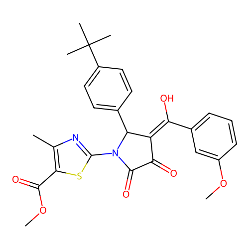 methyl 2-(2-(4-(tert-butyl)phenyl)-4-hydroxy-3-(3-methoxybenzoyl)-5-oxo-2,5-dihydro-1H-pyrrol-1-yl)-4-methylthiazole-5-carboxylate structure