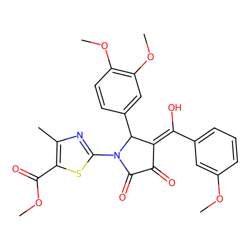 methyl 2-(2-(3,4-dimethoxyphenyl)-4-hydroxy-3-(3-methoxybenzoyl)-5-oxo-2,5-dihydro-1H-pyrrol-1-yl)-4-methylthiazole-5-carboxylate structure