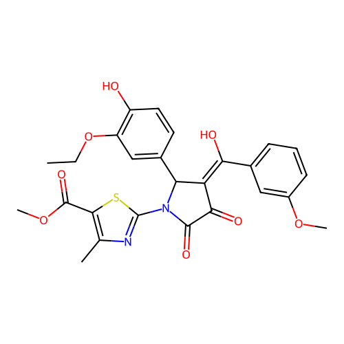 methyl 2-(2-(3-ethoxy-4-hydroxyphenyl)-4-hydroxy-3-(3-methoxybenzoyl)-5-oxo-2,5-dihydro-1H-pyrrol-1-yl)-4-methylthiazole-5-carboxylate structure