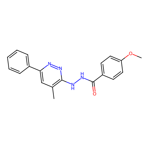 Benzoic acid, 4-methoxy-, 2-(4-methyl-6-phenyl-3-pyridazinyl)hydrazide structure