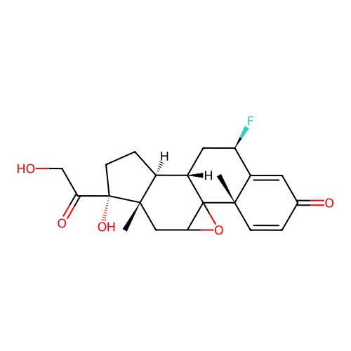 9beta,11beta-Epoxy-6beta-fluoro-17,21-dihydroxypregna-1,4-diene-3,20-dione structure