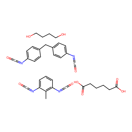 Adipic acid, 1,4-butanediol, 4,4'-diphenylmethane diisocyanate, toluene diisocyanate polymer structure