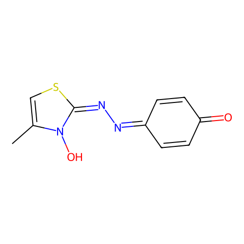4-[(E)-(3-hydroxy-4-methyl-1,3-thiazol-2-ylidene)hydrazinylidene]cyclohexa-2,5-dien-1-one structure