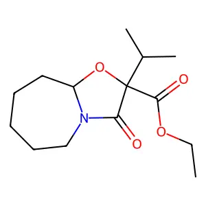 Ethyl 2-isopropyl-3-oxooctahydro(1,3)oxazolo(3,2-a)azepine-2-carboxylate structure
