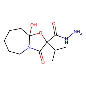 9a-hydroxy-3-oxo-2-(propan-2-yl)octahydro[1,3]oxazolo[3,2-a]azepine-2-carbohydrazide structure