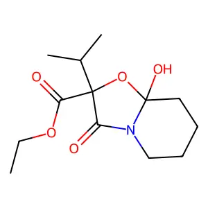 ethyl 8a-hydroxy-3-oxo-2-propan-2-yl-5,6,7,8-tetrahydro-[1,3]oxazolo[3,2-a]pyridine-2-carboxylate structure