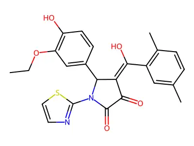 4-(2,5-dimethylbenzoyl)-5-(3-ethoxy-4-hydroxyphenyl)-3-hydroxy-1-(1,3-thiazol-2-yl)-2,5-dihydro-1H-pyrrol-2-one structure