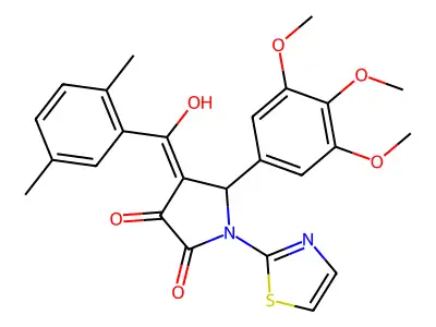 4-(2,5-dimethylbenzoyl)-3-hydroxy-1-(1,3-thiazol-2-yl)-5-(3,4,5-trimethoxyphenyl)-2,5-dihydro-1H-pyrrol-2-one structure