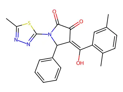 4-(2,5-dimethylbenzoyl)-3-hydroxy-1-(5-methyl-1,3,4-thiadiazol-2-yl)-5-phenyl-2,5-dihydro-1H-pyrrol-2-one structure