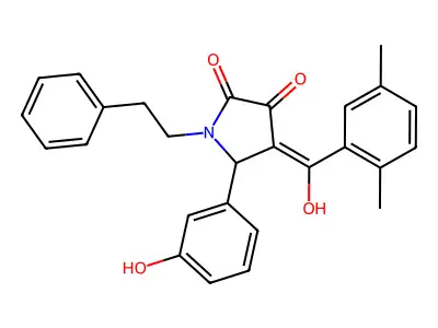 4-(2,5-dimethylbenzoyl)-3-hydroxy-5-(3-hydroxyphenyl)-1-(2-phenylethyl)-2,5-dihydro-1H-pyrrol-2-one structure