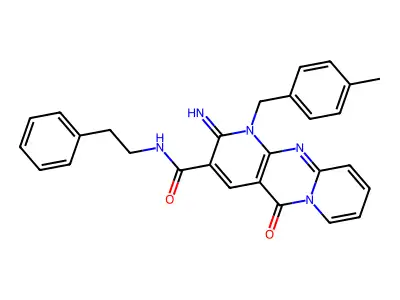 2-imino-1-(4-methylbenzyl)-5-oxo-N-(2-phenylethyl)-1,5-dihydro-2H-dipyrido[1,2-a:2',3'-d]pyrimidine-3-carboxamide structure