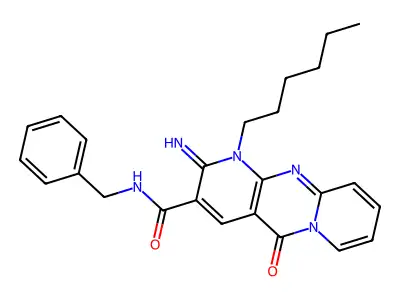 N-Benzyl-1-hexyl-2-imino-5-oxo-2,5-dihydro-1H-dipyrido[1,2-a:2',3'-d]pyrimidine-3-carboxamide structure