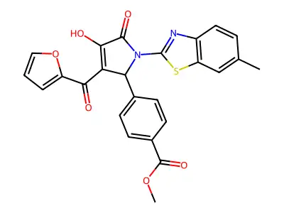 methyl 4-[3-(furan-2-ylcarbonyl)-4-hydroxy-1-(6-methyl-1,3-benzothiazol-2-yl)-5-oxo-2,5-dihydro-1H-pyrrol-2-yl]benzoate structure