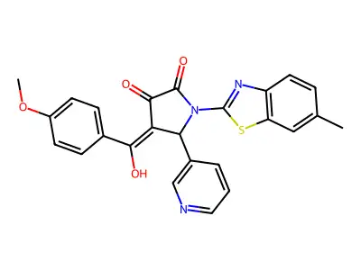 3-hydroxy-4-(4-methoxybenzoyl)-1-(6-methyl-1,3-benzothiazol-2-yl)-5-(pyridin-3-yl)-2,5-dihydro-1H-pyrrol-2-one structure