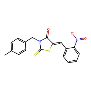 (5Z)-3-[(4-methylphenyl)methyl]-5-[(2-nitrophenyl)methylidene]-2-sulfanylidene-1,3-thiazolidin-4-one structure