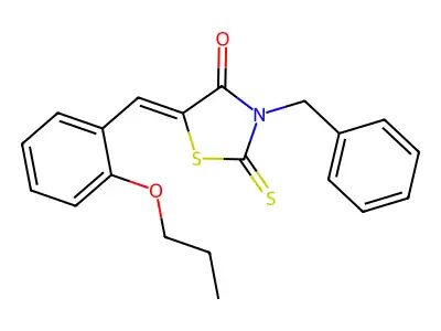 (5Z)-3-benzyl-5-[(2-propoxyphenyl)methylidene]-2-sulfanylidene-1,3-thiazolidin-4-one structure