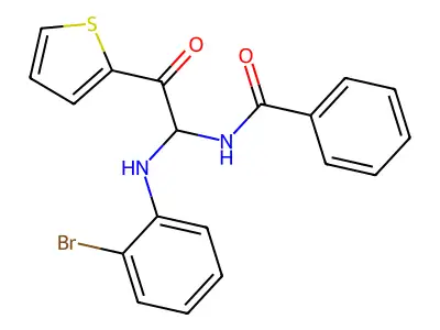 N-{1-[(2-bromophenyl)amino]-2-oxo-2-(thiophen-2-yl)ethyl}benzamide structure