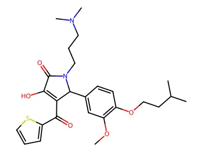 1-[3-(dimethylamino)propyl]-4-hydroxy-2-[3-methoxy-4-(3-methylbutoxy)phenyl]-3-(thiophene-2-carbonyl)-2H-pyrrol-5-one structure