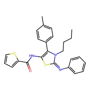 N-[(2E)-3-butyl-4-(4-methylphenyl)-2-(phenylimino)-2,3-dihydro-1,3-thiazol-5-yl]thiophene-2-carboxamide structure