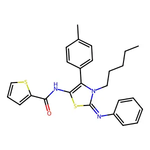 N-[(2E)-4-(4-methylphenyl)-3-pentyl-2-(phenylimino)-2,3-dihydro-1,3-thiazol-5-yl]thiophene-2-carboxamide structure